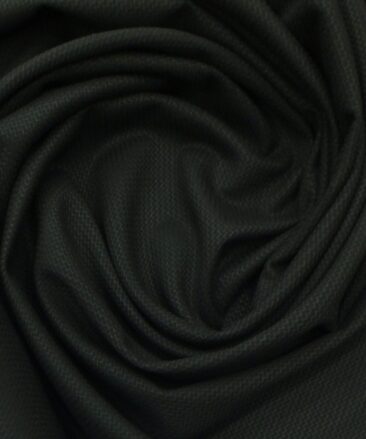 Mark & Peanni Black Structured Weave Terry Rayon Premium Three Piece Suit Fabric (Unstitched - 3.75 Mtr)