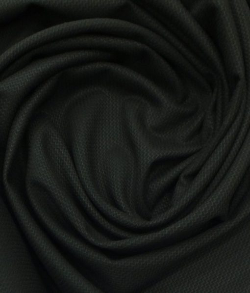 Mark & Peanni Black Structured Weave Terry Rayon Premium Three Piece Suit Fabric (Unstitched - 3.75 Mtr)