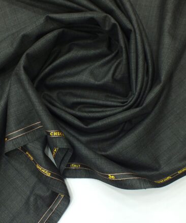 Cadini Italy by Siyaram's Dark Grey Self Checks Poly Viscose Trouser or 3 Piece Suit Fabric (Unstitched - 1.25 Mtr)