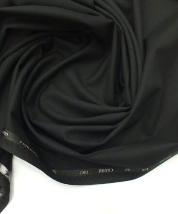 Cadini Italy by Siyaram's Black Self Design Terry Rayon Trouser or 3 Piece Suit Fabric (Unstitched - 1.25 Mtr)