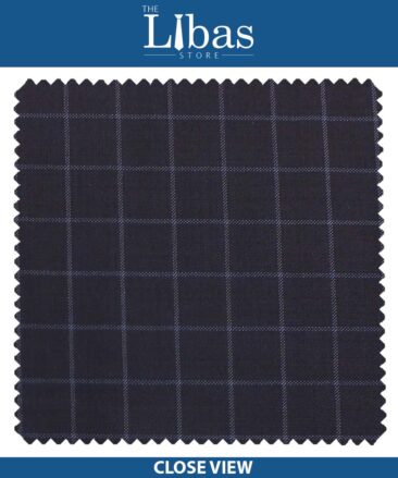 Cadini Italy by Siyaram's Dark Royal Blue Checks Terry Rayon Trouser or 3 Piece Suit Fabric (Unstitched - 1.25 Mtr)