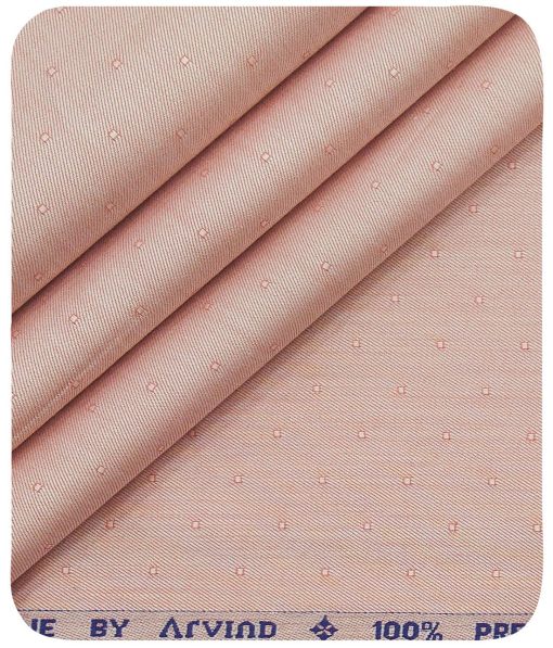 Arvind Men's Peach 100% Premium Cotton Self Dobby Shirt Fabric (1.60 M)