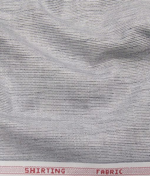 Raymond Men's White Polyester Khadi Look Self Striped Shirting Fabric (1.80 Meter)