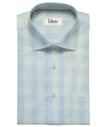 Raymond Men's Cotton Broad Checks 1.80 Meter Unstitched Shirt Fabric (Sky Blue)