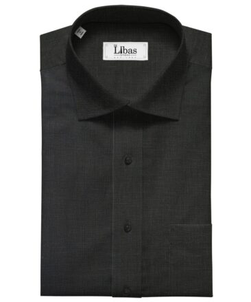 J.Hampstead Men's Linen Solids 3.50 Meter Unstitched Shirting Fabric (Black)