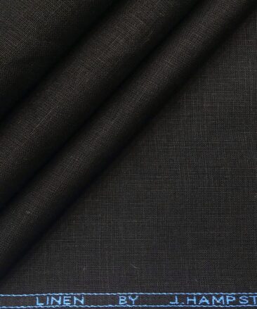 J.Hampstead Men's Linen Solids 3.50 Meter Unstitched Shirting Fabric (Black)