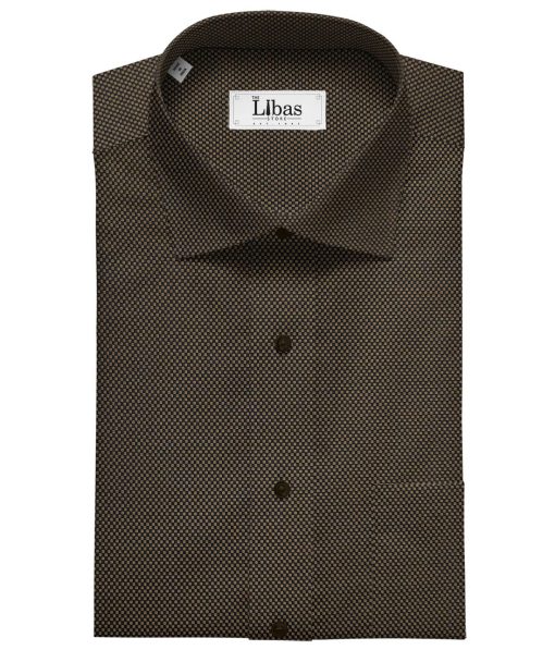 Solino Men's Cotton Structured 1.60 Meter Unstitched Shirt Fabric (Brown)