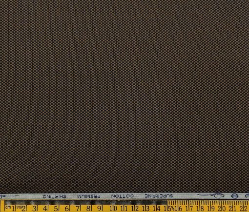 Solino Men's Cotton Structured 1.60 Meter Unstitched Shirt Fabric (Brown)