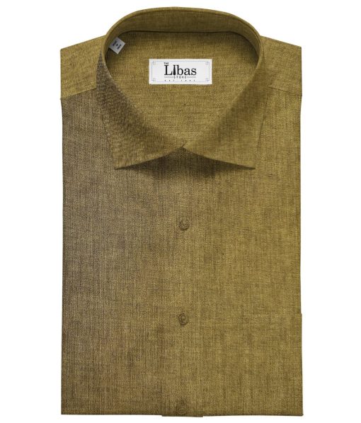 Burgoyne Men's Linen Solids Unstitched Shirting Fabric (Light Brown)