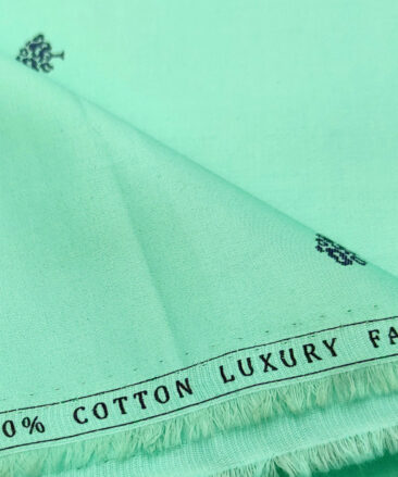 Donzito Men's Cotton Printed 2.25 Meter Unstitched Shirting Fabric (Seafoam Green)