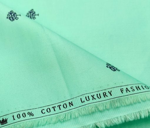 Donzito Men's Cotton Printed 2.25 Meter Unstitched Shirting Fabric (Seafoam Green)