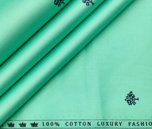 Donzito Men's Cotton Printed 2.25 Meter Unstitched Shirting Fabric (Seafoam Green)