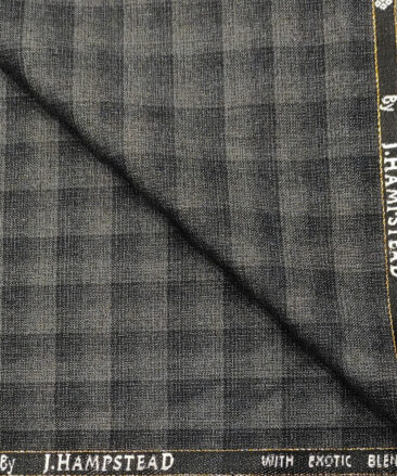 J.Hampstead Men's Wool Checks Super 90's Unstitched Suiting Fabric (Light Grey)