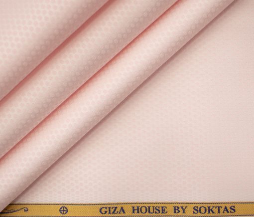 Soktas Men's Giza Cotton Structured 2 Meter Unstitched Shirting Fabric (Pink)