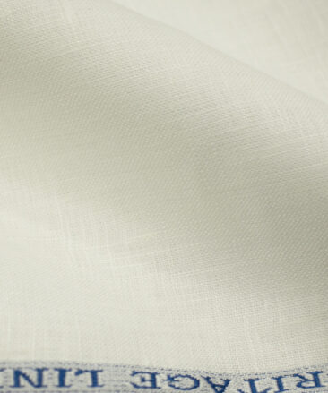 Burgoyne Men's Irish Linen 70 LEA Solids 3.50 Meter Unstitched Shirting Fabric (Milky White)