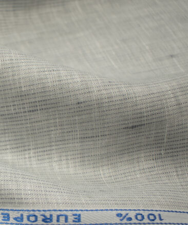 J.Hampstead Men's European Linen 60 LEA Self Design 2.25 Meter Unstitched Shirting Fabric (Light Grey)