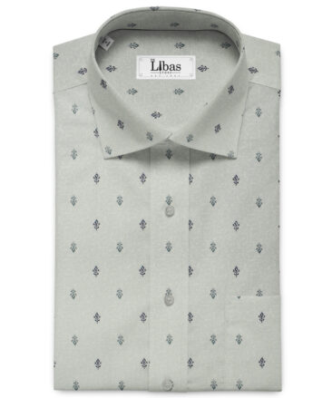 J.Hampstead Men's Cotton Printed 2.25 Meter Unstitched Shirting Fabric (Light Grey)