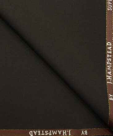 J.Hampstead Men's Wool Solids 3.75 Meter Unstitched Suiting Fabric (Dark Brown)