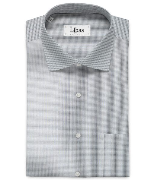 Cadini Men's Pure Cotton Checks Unstitched Shirting Fabric (White)