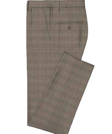 Luigi Bernardo Men's Terry Rayon Checks 3.75 Meter Unstitched Suiting Fabric (Light Brown)