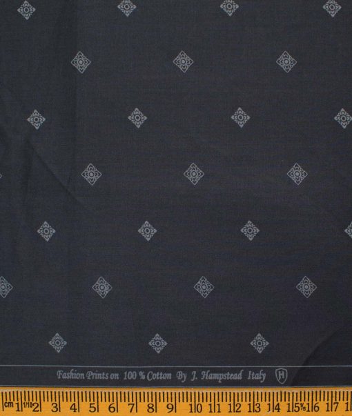 J.Hampstead Men's Premium Cotton Printed  Unstitched Shirting Fabric (Blackish Grey)