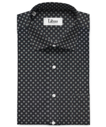 Raymond Men's Giza Cotton Printed  Unstitched Shirting Fabric (Black & White)