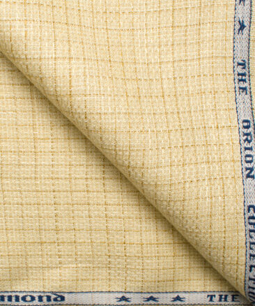 Raymond Men's Linen Checks 3.75 Meter Unstitched Suiting Fabric (Yellow)