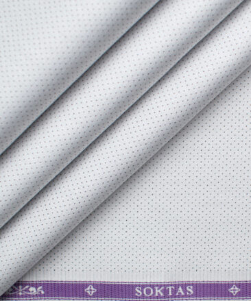 Soktas Men's Giza Cotton Self Design 2.25 Meter Unstitched Shirting Fabric (Light Grey)