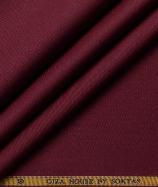 Soktas Men's Luxury Cotton Solids 2.25 Meter Unstitched Shirting Fabric (Maroon Red)