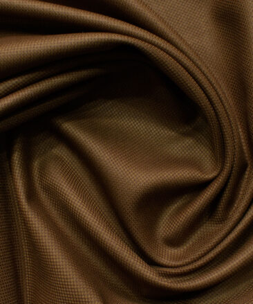 J.Hampstead Men's Polyester Viscose Structured 3.75 Meter Unstitched Suiting Fabric (Caramel Brown)