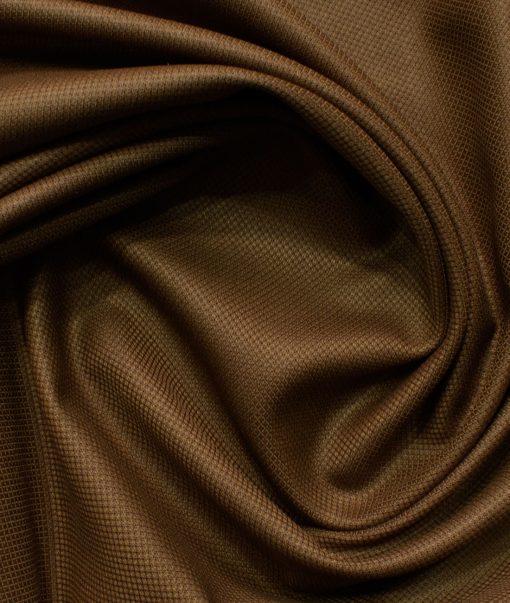 J.Hampstead Men's Polyester Viscose Structured 3.75 Meter Unstitched Suiting Fabric (Caramel Brown)