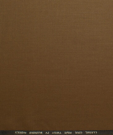 J.Hampstead Men's Polyester Viscose Structured 3.75 Meter Unstitched Suiting Fabric (Caramel Brown)