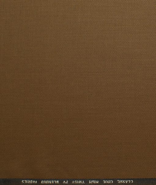 J.Hampstead Men's Polyester Viscose Structured 3.75 Meter Unstitched Suiting Fabric (Caramel Brown)