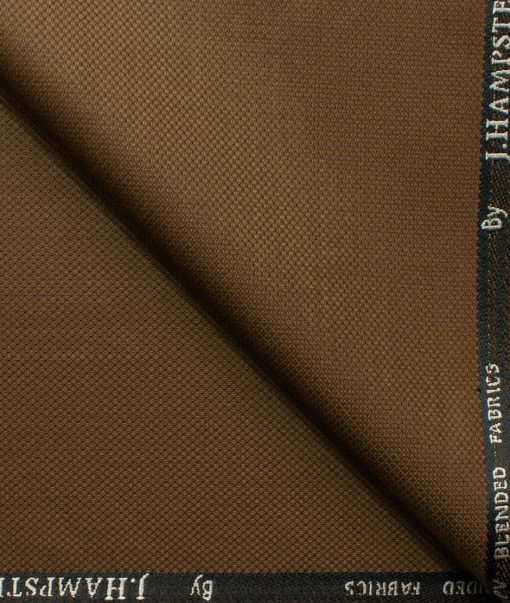 J.Hampstead Men's Polyester Viscose Structured 3.75 Meter Unstitched Suiting Fabric (Caramel Brown)