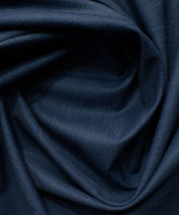 J.Hampstead Men's Polyester Viscose Structured 3.75 Meter Unstitched Suiting Fabric (Blue)