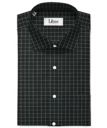 Cadini Men's Pure Cotton Checks 2.25 Meter Unstitched Shirting Fabric (Black & White)