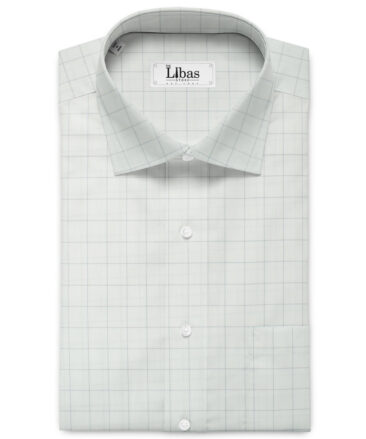 Cadini Men's Pure Cotton Checks 2.25 Meter Unstitched Shirting Fabric (White & Grey)