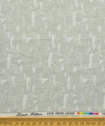 Pee Gee Men's Pure Linen 60 LEA Printed 2.25 Meter Unstitched Shirting Fabric (Pistachio Green)