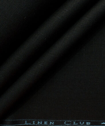 Linen Club Men's 100% Linen 25 LEA Solids 3.75 Meter Unstitched Suiting Fabric (Jet Black)