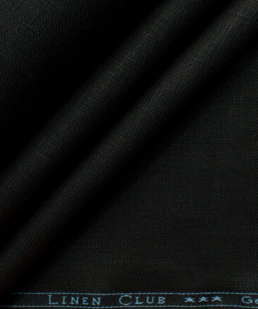 Linen Club Men's 100% Linen 30 LEA Solids 3.75 Meter Unstitched Suiting Fabric (Jet Black)