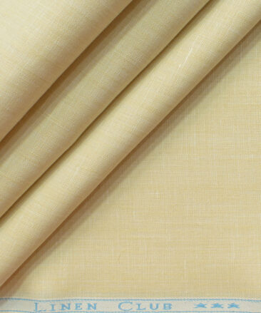 Linen Club Men's 100% Linen 30 LEA Solids 3.75 Meter Unstitched Suiting Fabric (Eggnog Beige)