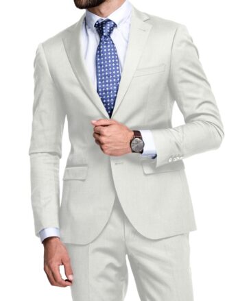 Raymond Men's 100% Linen 40 LEA Solids 3.75 Meter Unstitched Suiting Fabric (White)