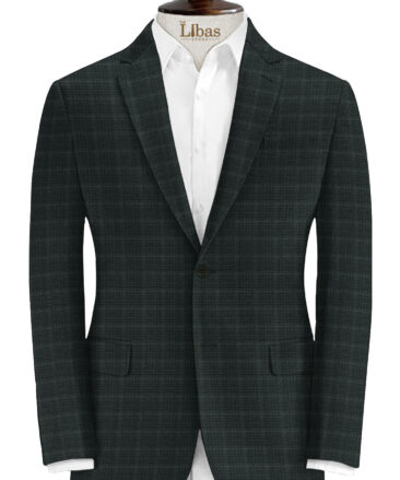 Raymond Men's 10% Wool  Checks 3.75 Meter Unstitched Suiting Fabric (Blackish Grey)