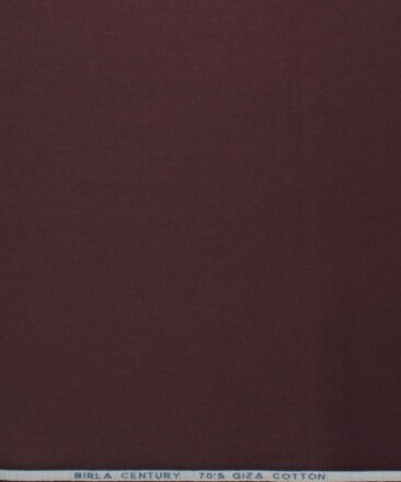 Birla Century Men's 70's Giza Cotton Solids 2.25 Meter Unstitched Shirting Fabric (Dark Wine)