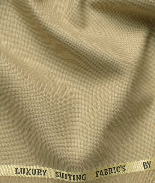 Canetti by Cadini Italy Men's Polyester Viscose  Structured 3.75 Meter Unstitched Suiting Fabric (Khakhi)