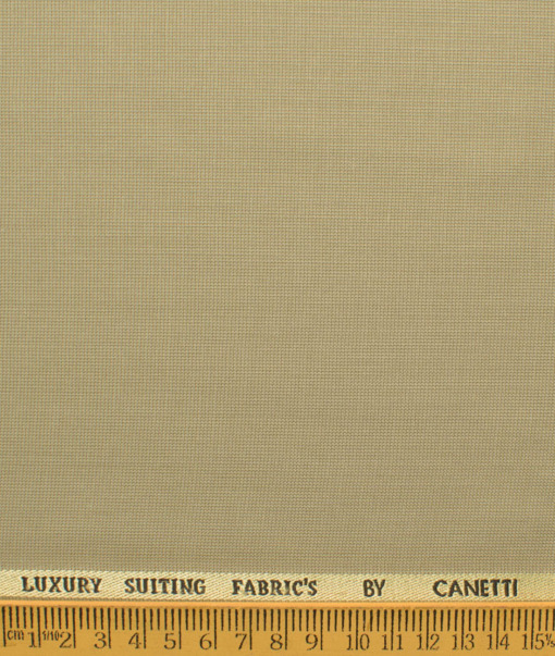 Canetti by Cadini Italy Men's Polyester Viscose  Structured 3.75 Meter Unstitched Suiting Fabric (Khakhi)