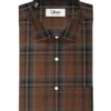 Soktas Men's Giza Cotton Checks  Unstitched Shirting Fabric (Copper Brown)