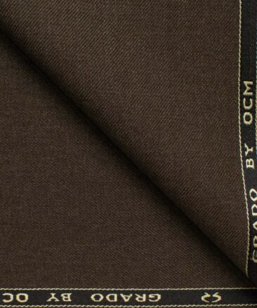 OCM Men's 45% Wool  Self Design  Unstitched Suiting Fabric (Dark Worsted Brown)