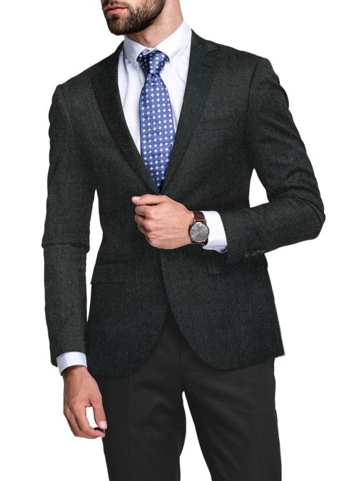 Raymond Men's 52% Merino Wool  Structured  2.20 Meter Unstitched Tweed Jacketing & Blazer Fabric (Blackish Grey)