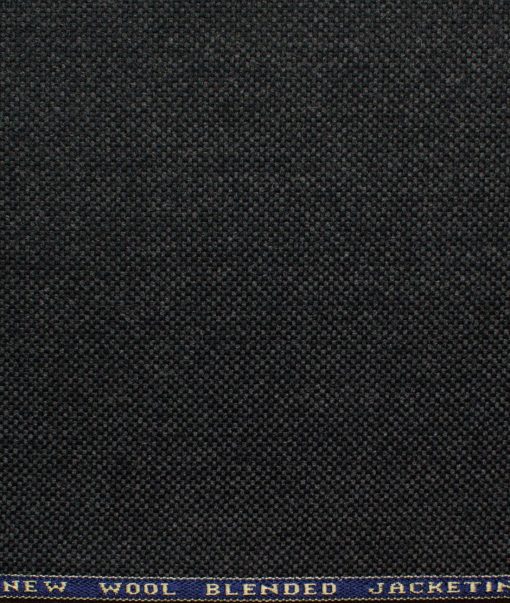 Raymond Men's 52% Merino Wool  Structured  2.20 Meter Unstitched Tweed Jacketing & Blazer Fabric (Blackish Grey)